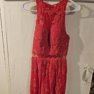 Red size 4 halter neck prom dress
